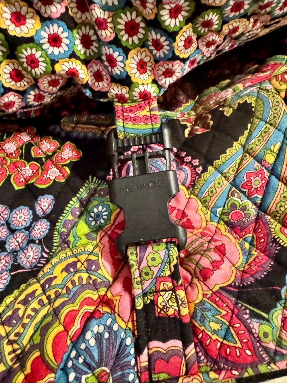 Vera Bradley Black Quilted Crossbody with Bright Floral Paisley - Picture 2 of 6